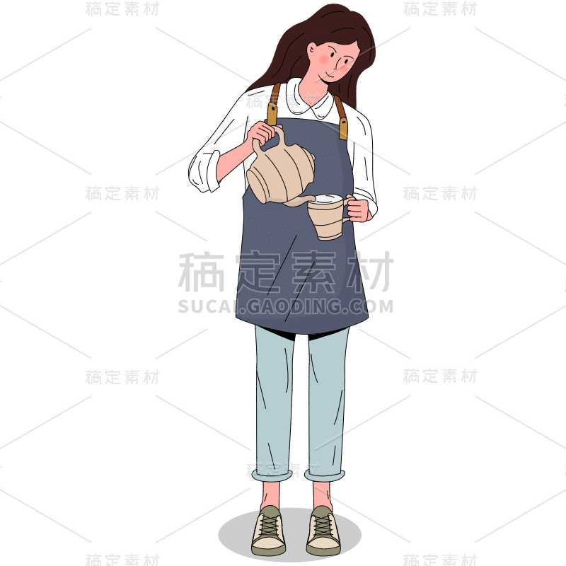 手绘-服务行业人物贴纸-SVG6