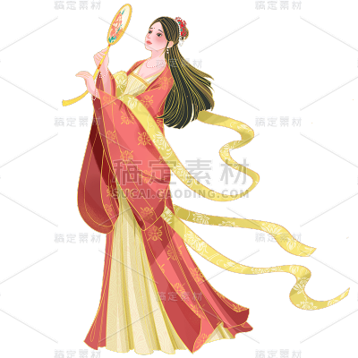 中国风-七夕元素金边贴纸-织女1