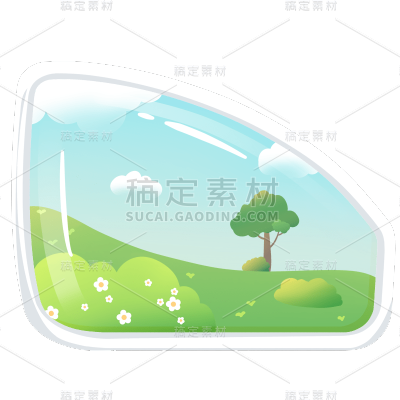 手绘-卡通手绘窗户贴纸
