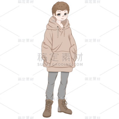 手绘男孩动漫风二次元人物元素