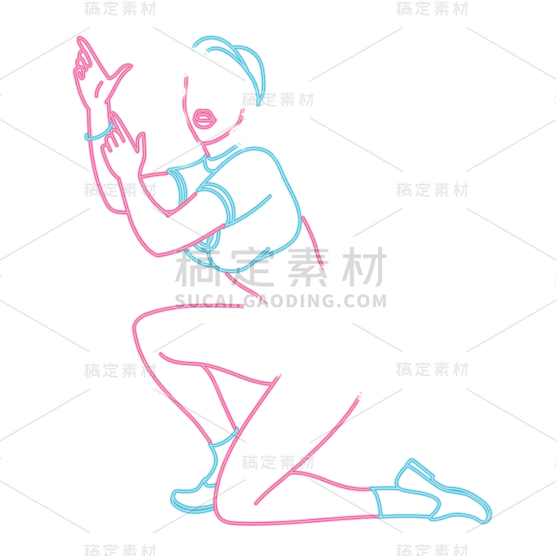 霓虹灯风人物贴纸-SVG5