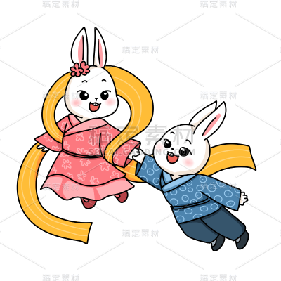 手绘-卡通七夕元素牛郎织女贴纸10