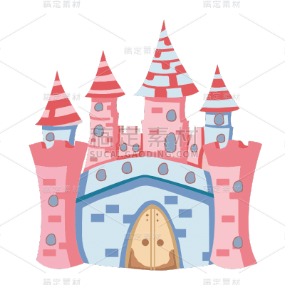 手绘-扁平卡通风城堡建筑svg9