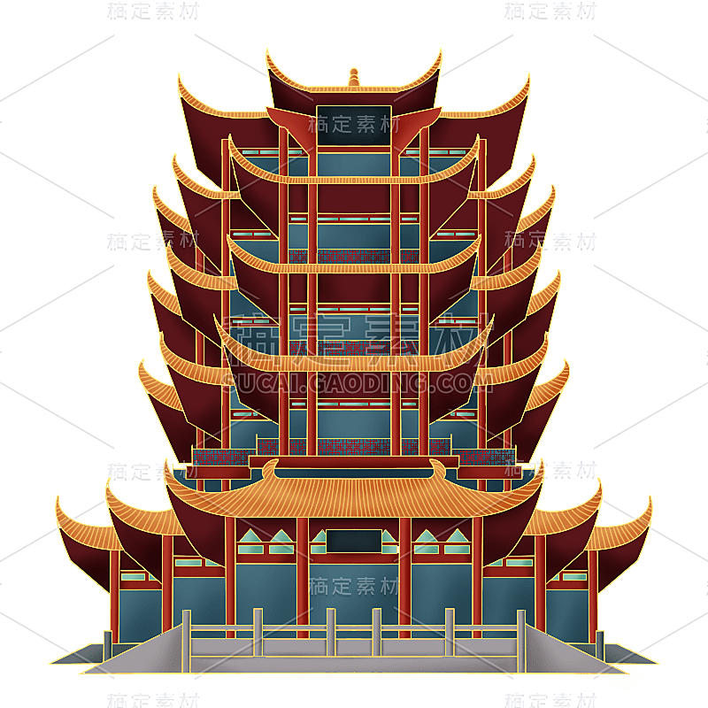 中国风-国潮特色建筑插画1