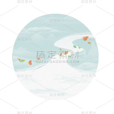 中国风-风景贴纸-山水