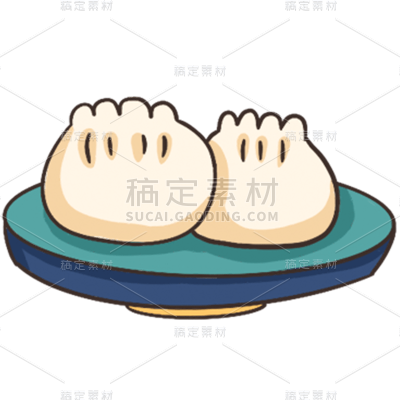 手绘-抓周元素贴纸-包子