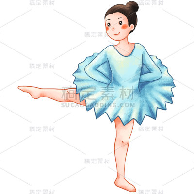 手绘-芭蕾舞女生人物插画2