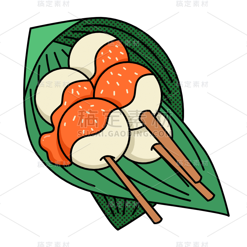 扁平潮酷美食贴纸-SVG-丸子