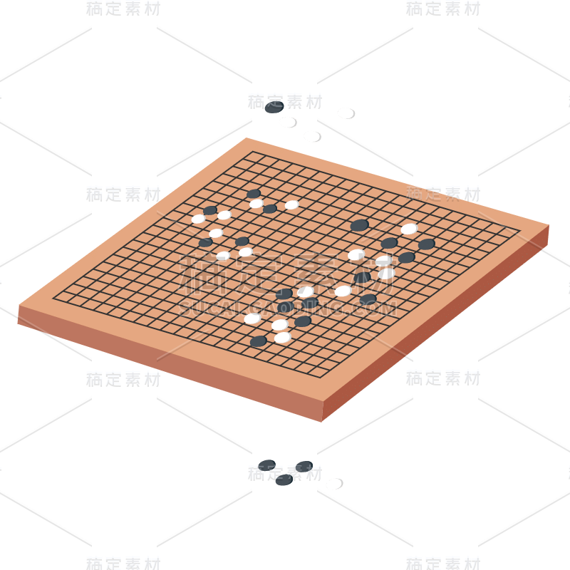 手绘-桌游元素贴纸套系-围棋