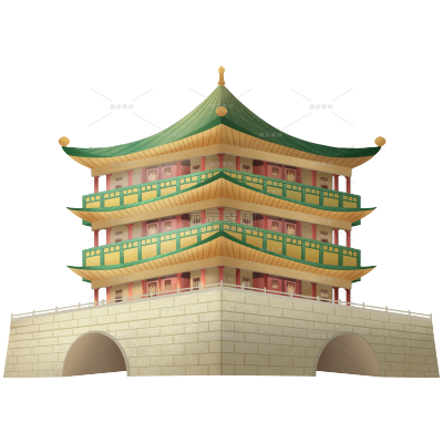 中国风-手绘传统建筑-城楼