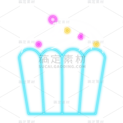 霓虹灯-生日图标元素纸杯蛋糕