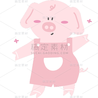 卡通风可爱拟人动物贴纸-SVG-猪