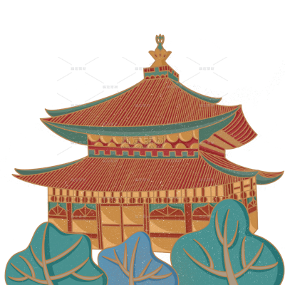 中国风古风建筑物大尺寸插画