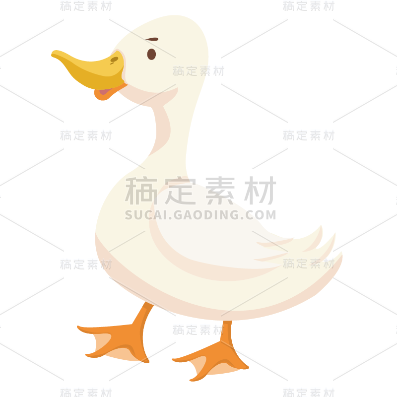 手绘风-农场人物插画贴纸鸭-SVG