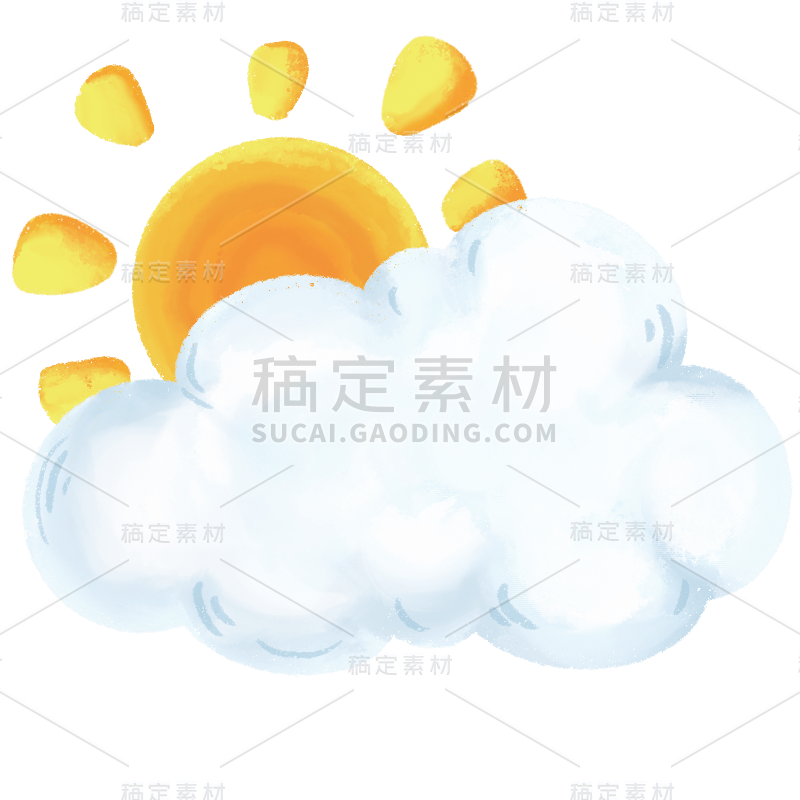手绘-自然元素贴纸-放晴