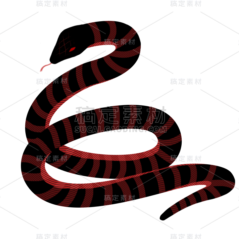 手绘-暗黑风恐怖动物元素-蛇