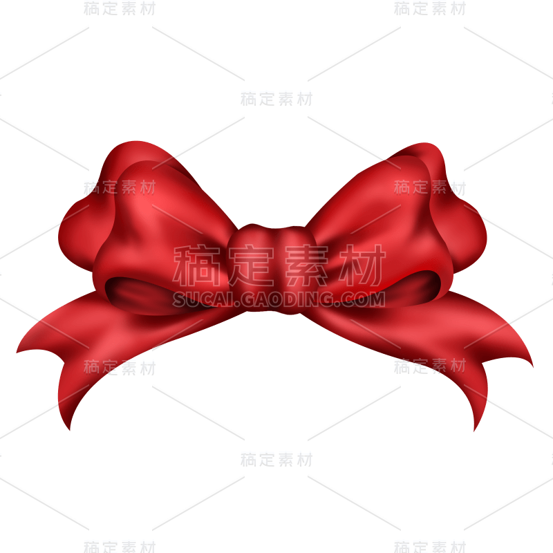 手绘-红色丝带结装饰元素7