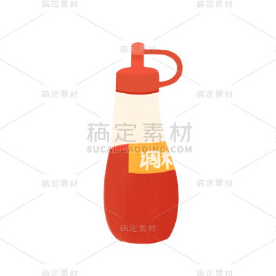 手绘风-调味品贴纸-番茄酱