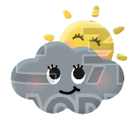 天气乌云太阳灰黄卡通可爱轻拟物动态贴纸