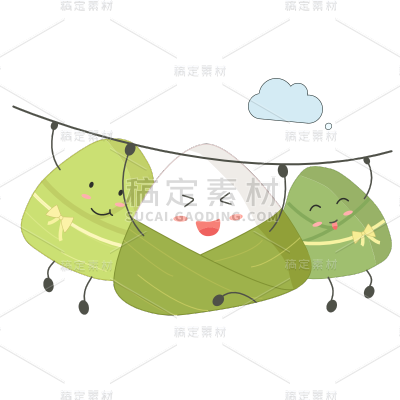端午节可爱手绘矢量插画-粽子