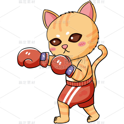 手绘-猫咪拳击手8