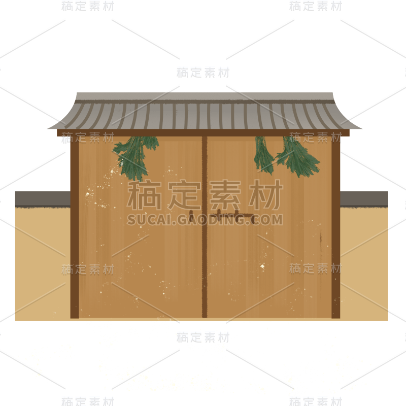 手绘风-建筑贴纸-大门