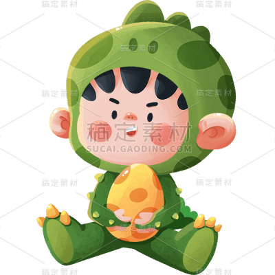 卡通风小人元素主题-恐龙
