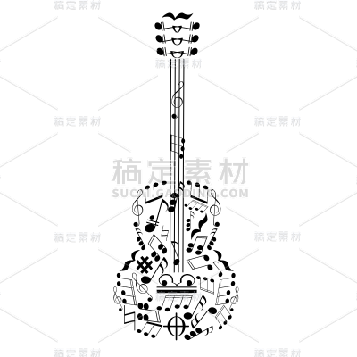 音符元素乐器贴纸-SVG-吉他