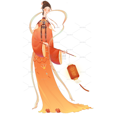 牛年春节祥瑞中国风美女人物插画
