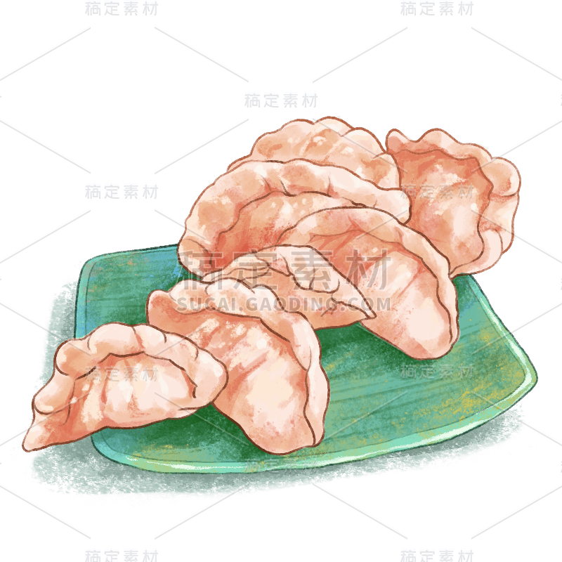 手绘-季节/节日/植物元素贴纸-饺子