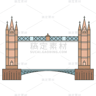 西方古典知名建筑贴纸-伦敦塔桥