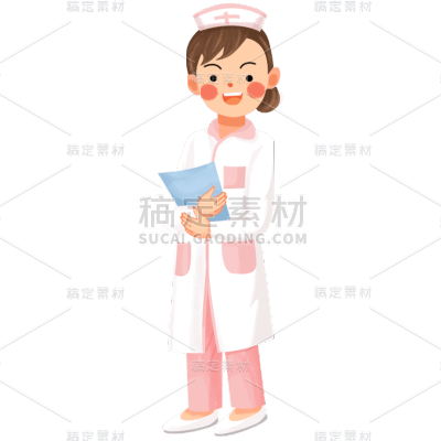 手绘-人物插画贴纸-护士
