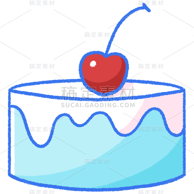 手绘-ins风美食元素贴纸-蛋糕