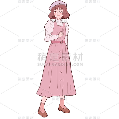 卡通日系手绘人物插画