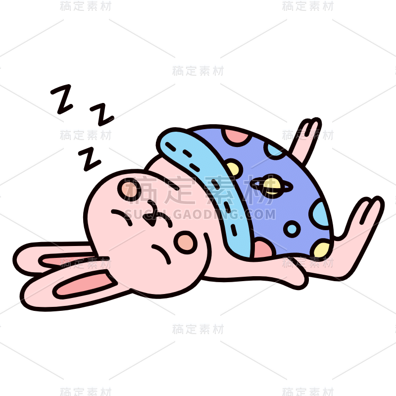 手绘-可爱动物动作贴纸SVG-兔子