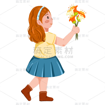 手绘风-人物插画贴纸-女孩