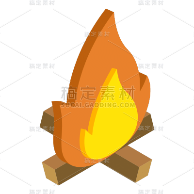手绘-自然元素贴纸2.5D-火堆