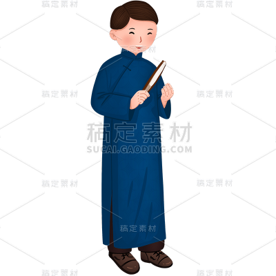 手绘-相声元素贴纸-男