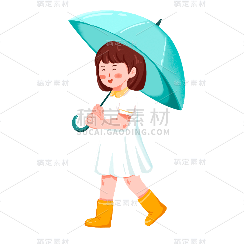 手绘肌理-谷雨创意贴纸-女孩