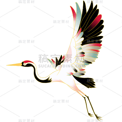 中国风-金边国潮仙鹤动物元素8