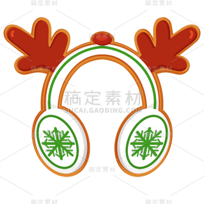 圣诞节小耳朵装饰贴纸-麋鹿耳罩