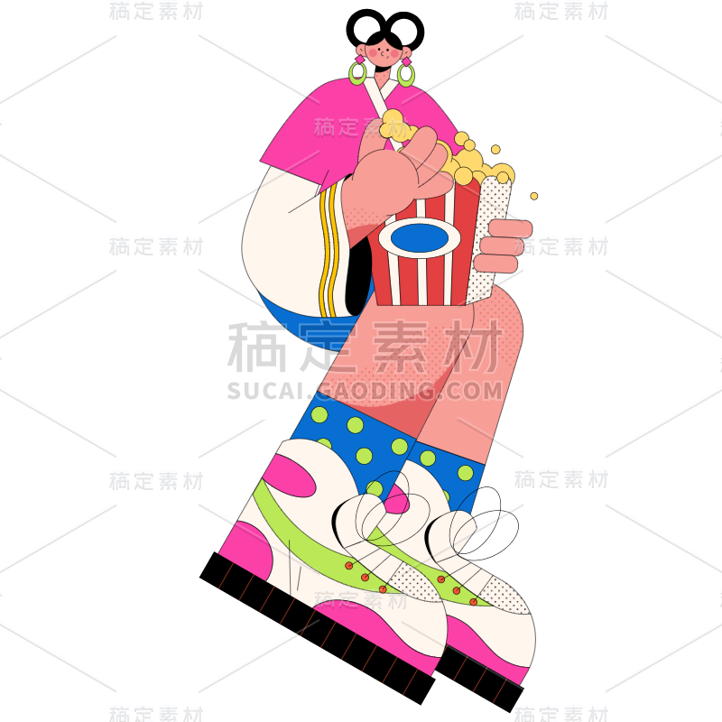 扁平-孟菲斯风七夕人物-SVG-女人