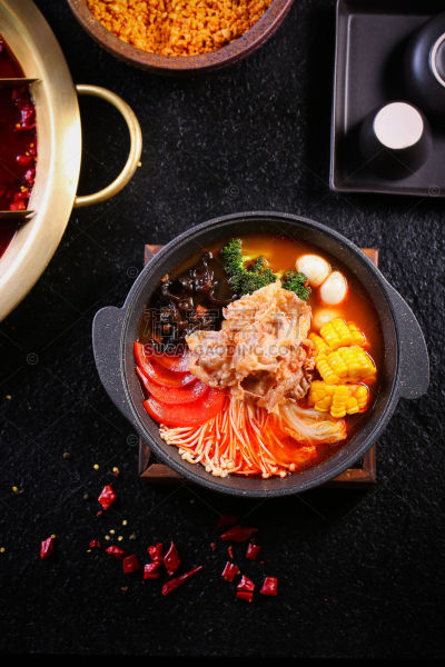 美食系列实景火锅食材番茄锅蔬菜