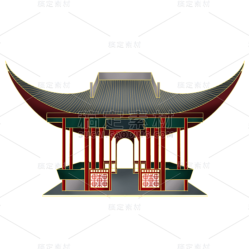中国风-国潮特色建筑插画6