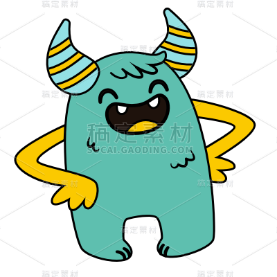 撞色简笔画动物怪兽贴纸-SVG2
