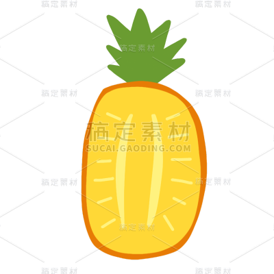 手绘-简约美食元素贴纸-菠萝