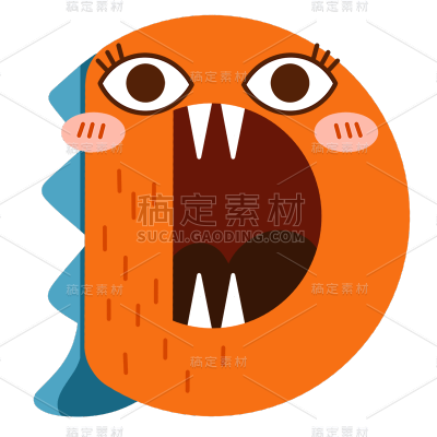 卡通-英文字母元素贴纸-D