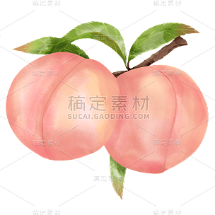 手绘-水彩水果美食元素贴纸-桃子