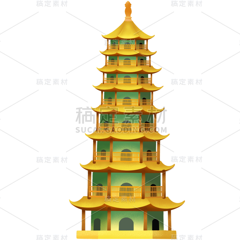 中国风-传统建筑元素插画贴纸5