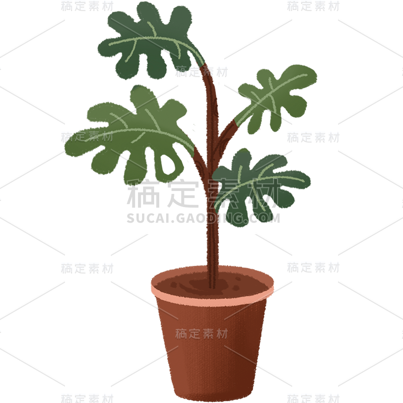 小清新绿植花盆元素